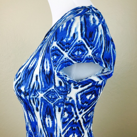 OCEAN DRIVE NWT Blue Mesh Plunge A-Line Dress Juniors SMALL Bold Fitted Cute - Picture 4 of 7